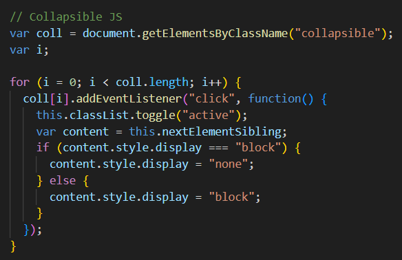 Screenshot of JS Code