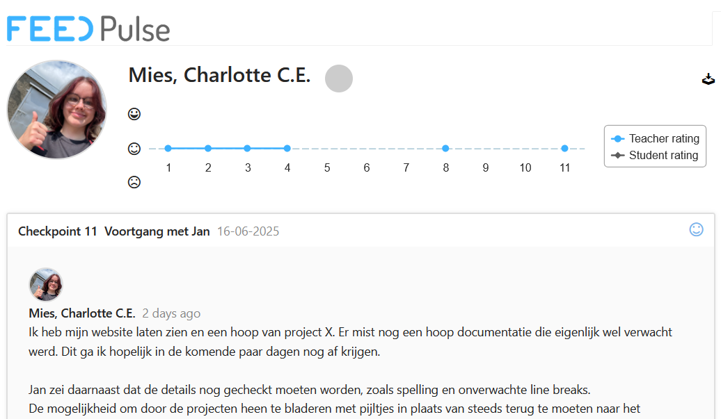 Screenshot of FeedPulse checkpoints