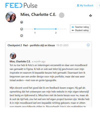 Screenshot of my personal feedpulse checkpoints