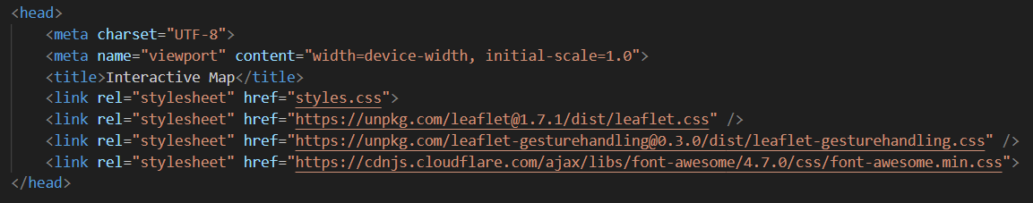 Screenshot of Links for Libraries in HTML Code